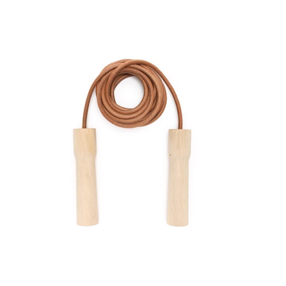 HERMES Paris wood handle and leather jumping rope